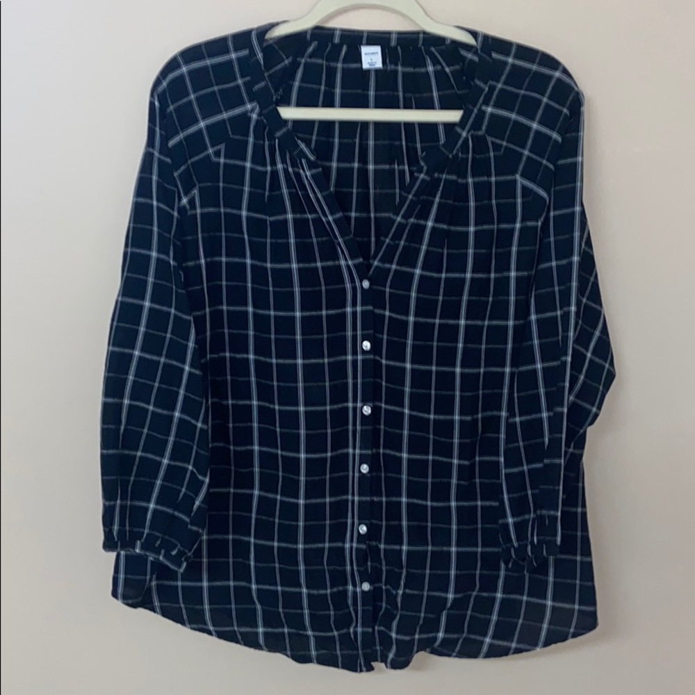 Old Navy Black and White Quarter Sleeve Blouse